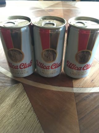 3 Vintage Beer Cans Utica Club Pilsener Lager West End Brew 12 Oz Empty