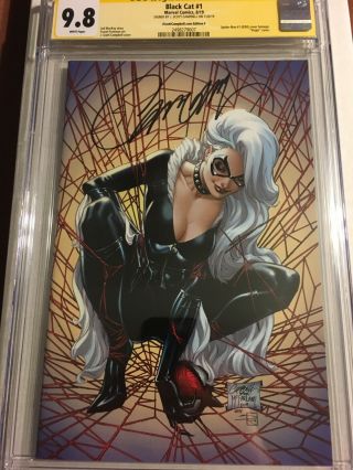 Black Cat 1 Virgin Variant Cover F Cgc 9.  8 Ss Signed By J Scott Campbell W/coa