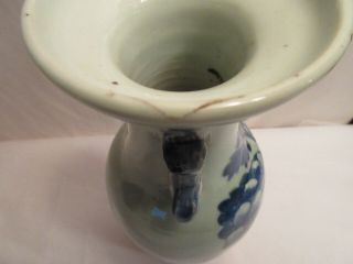Antique Chinese Porcelain Celadon Vase - Blue Floral Motif 3
