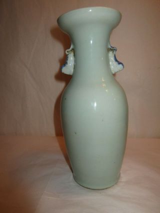 Antique Chinese Porcelain Celadon Vase - Blue Floral Motif 7