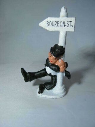 Antique Cast - Iron Drunk Man Bourbon Street Orleans La