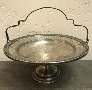Vintage El - Sil - Co Sterling Silver Carry Handle Candy/ Dish Weighted Base