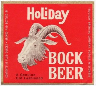 32oz Holiday Bock Beer Bottle Label By Holiday Brewing Co Potosi Wisconsin