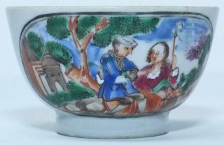 Chinese 18th C Famille Verte Tea Bowl With European Market Decoration