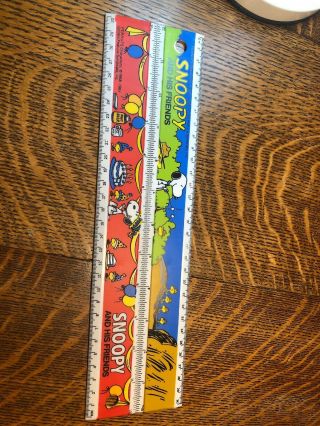 2 Vintage Empire Pencil Co No 318 Snoopy And His Friends 12 " Inch Ruler