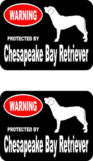 2 Protected By Chesapeake Bay Retriever Dog Home Window Vinyl Decals Stickers