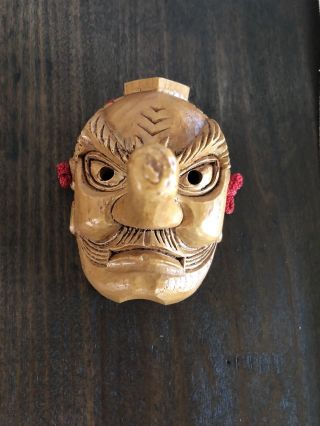 Japanese Tengu Mask Long Nose Goblin Grotesque Noh Kagura Wood Carving 4 "