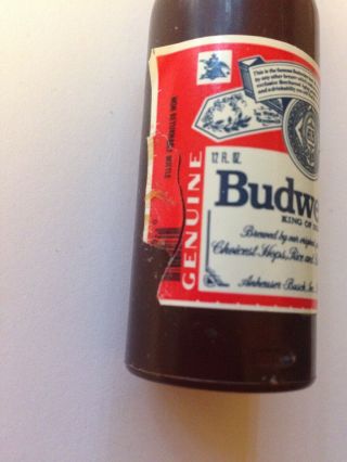 Vintage Mini Plastic BUDWEISER Bottle 4 Inches Beer Collectible 3