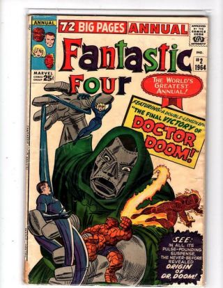 Fantastic Four Annual 2 Dr Doom - Marvel 1964 1st Boris 4.  0