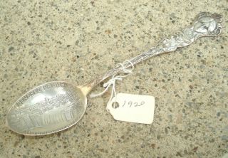 Antique Sterling Silver Souvenir Spoon Genessee Falls Rochester N.  Y.  Figural