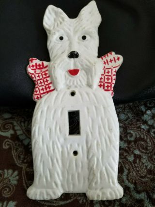 Vintage White Scottie Dog Light Switch Plate Cover Made In Usa Engel Plastic