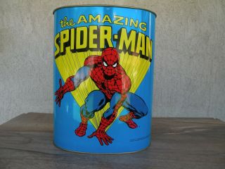 Vintage Spider - Man - Cheinco Metal Trash Can Marvel 1979
