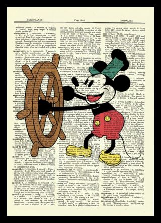 Steamboat Willie Mickey Mouse Dictionary Art Print Poster Picture Disney