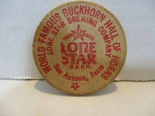 Vintage 1960s Lone Star Beer Wooden Token Buckhorn Hall Of Horns San Antonio Tx