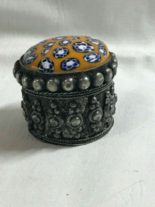 Vintage Handcrafted Sterling Silver Round Snuff Trinket Pill Box 3