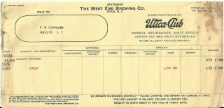 1932 West End Brewing Co.  Statement - Utica,  Ny - Utica Club