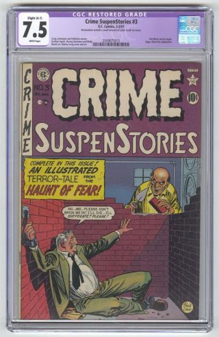 Crime Suspenstories 3 Cgc 7.  5 Ec Comic Old Witch Stories Begin 10c