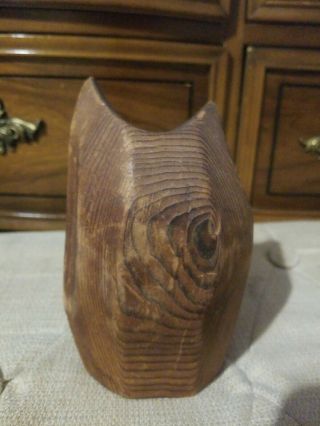 Vintage small Hand Carved Wood Owl Sculpture Owl Mod Century 1970s boho retro 5
