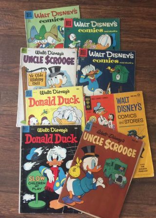 Walt Disney Eight Comic Books Dell Comics