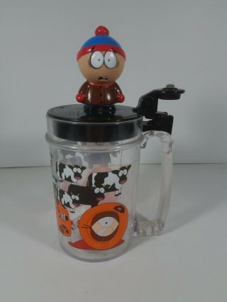 1998 Comedy Central South Park Kenny Stan Cow Plastic Lidded Beer Mug Stein