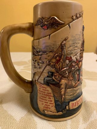 Miller Beer Stein Mug Birth Of A Nation 1776 Washington Crossing Delaware 3