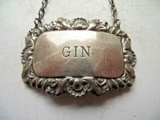 Vintage London 1968 Sterling Silver Hallmarked Gin Decanter Label 14.  2g V Good