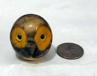 Miniature Vintage Marble Alabaster Owl Paperweight Hand Carved Italy 4