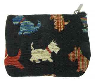 Signare Tapestry Scottish Terrier Zip Coin Or Card Purse 8cm H X 11.  5cm W