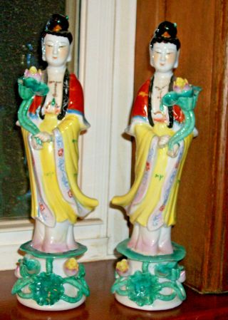 Quan Yin Chinese Figurines With Moving Hands Made In China Early 1900s