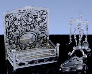 Great C1960 Dutch 834 Solid Silver Doll House Miniatures Fireplace Bellows Tools