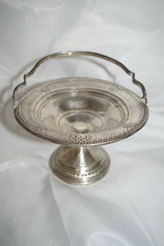 Crown Estate Sterling Silver Pierced Compote Candy Dish Bowl W Handle Weighted