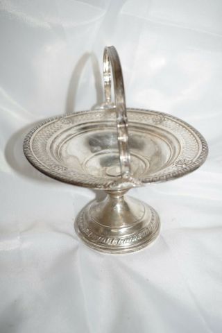 CROWN Estate Sterling Silver Pierced Compote Candy Dish Bowl w Handle Weighted 2