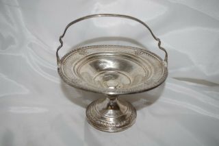 CROWN Estate Sterling Silver Pierced Compote Candy Dish Bowl w Handle Weighted 4