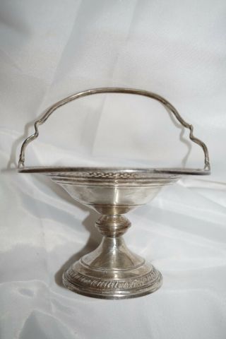 CROWN Estate Sterling Silver Pierced Compote Candy Dish Bowl w Handle Weighted 5