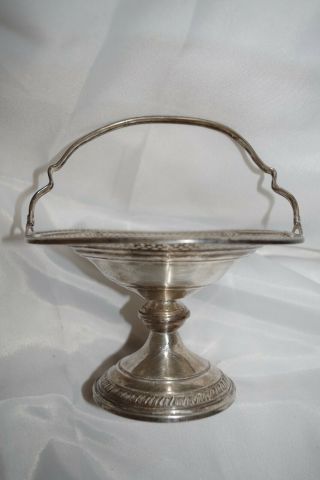 CROWN Estate Sterling Silver Pierced Compote Candy Dish Bowl w Handle Weighted 8
