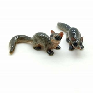 2 Ferret Figurine Ceramic Animal Smell Pet Statue - Cfx008