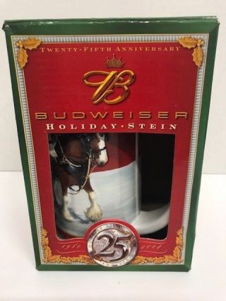 25th Anniversary Budweiser Holiday Beer Stein Collector 