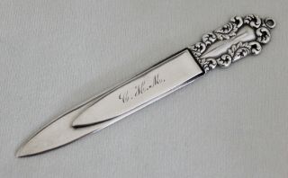 Rare Antique Sterling Silver Plume Bookmark By S Cottle & Co W/monogram