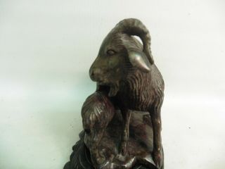 19TH CENTURY ORIENTAL CHINESE SOAPSTONE CARVING OF A GOAT AND TWO KIDS ON BASE 4