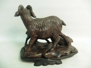 19TH CENTURY ORIENTAL CHINESE SOAPSTONE CARVING OF A GOAT AND TWO KIDS ON BASE 5