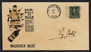 Ty Cobb Beer Ad Collector Envelope Period 1909 Stamp Op1117
