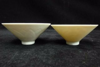 A Old Chinese " Ding " Kiln Hand Made White Glaze Porcelain Tea Cups