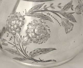 Victorian Art Nouveau Quadruple Plate Embossed Repousse Floral Teapot Coffee Pot