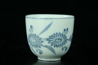 Jul006 Korean Blue&white Porcelain Cup Flower Design
