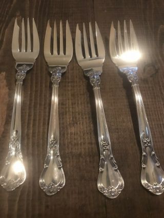 Four Sterling Silver Gorham “buckingham” Pattern Dessert Forks No Monogram