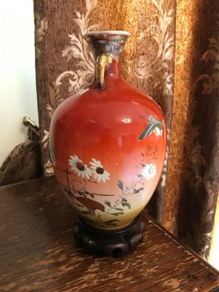 Japanese Antique Satsuma Meiji Period Vase with Stand 9” inch 3