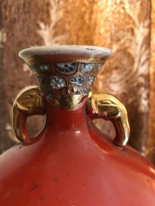 Japanese Antique Satsuma Meiji Period Vase with Stand 9” inch 4