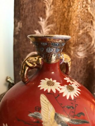 Japanese Antique Satsuma Meiji Period Vase with Stand 9” inch 5