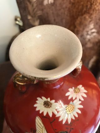 Japanese Antique Satsuma Meiji Period Vase with Stand 9” inch 6