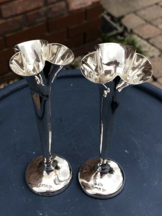 Walker And Hall Solid Silver Bud Vases